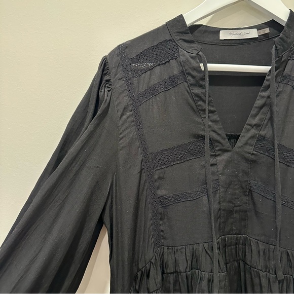 Mustard Seed Babydoll Shift Dress Black Womens Size Small Tiered Office Career - Picture 7 of 11